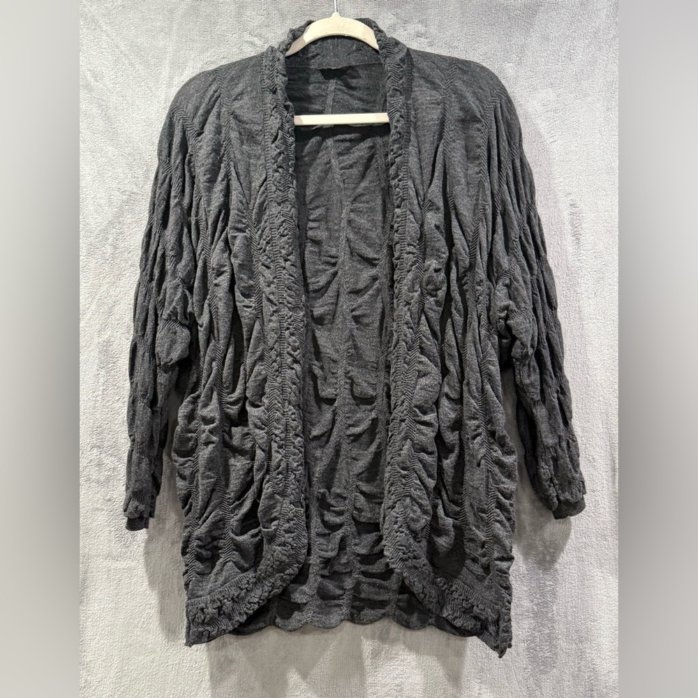 Lafayette 148 New York Open Front Ruched 100% Wool Cardigan Women’s Small